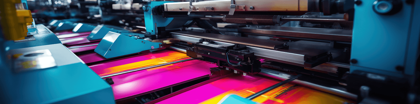 Professional printing machine with colorful prints